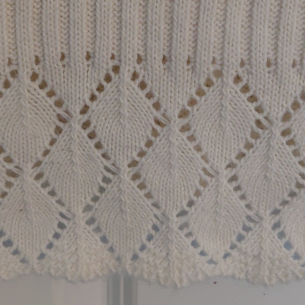 Great American Sweater Co. White Ribbed Turtleneck Sweater with Lace Hem, Size L - Picture 2 of 4